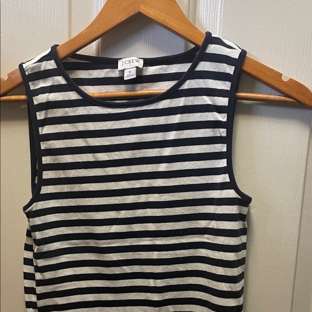 J. Crew Black and White Striped Tank Top